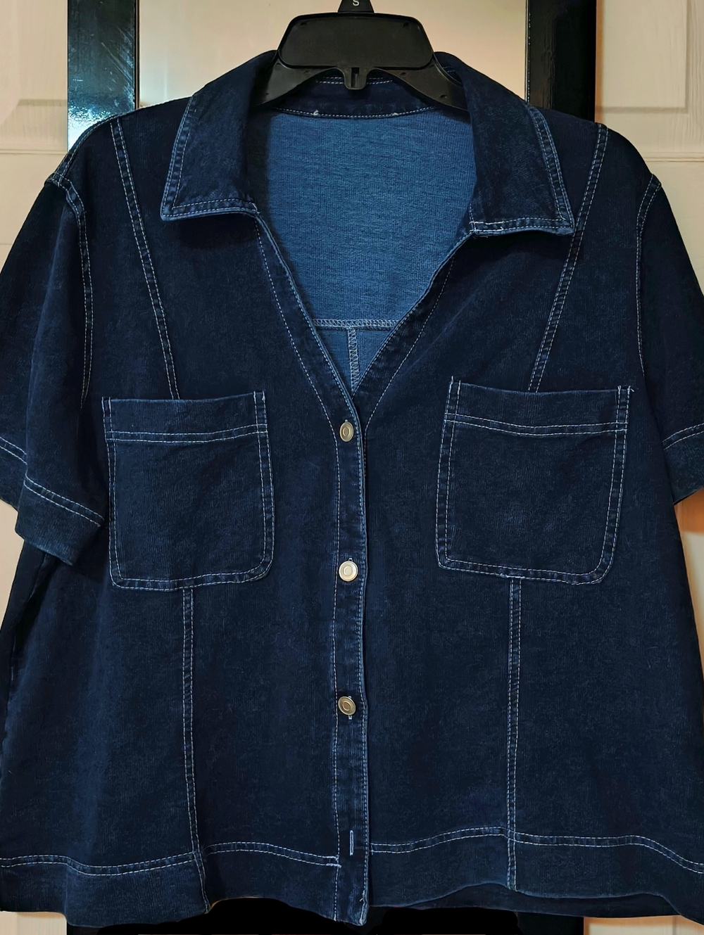 SOLD!!  XL Short-Sleeve Indigo Button-Up Shirt